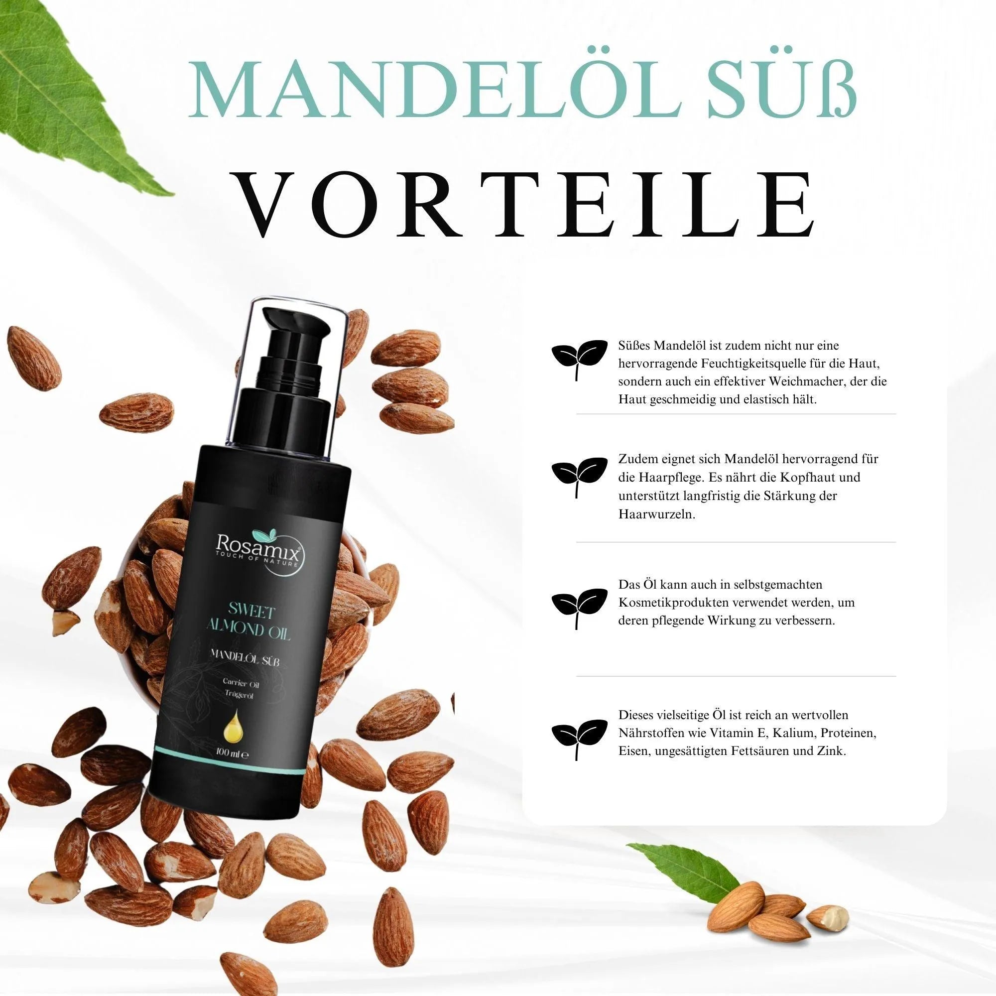 ERBA VITA Süßes Mandelöl – Mit Kamillenextrakt, 200 Ml, Für Haut & Massage