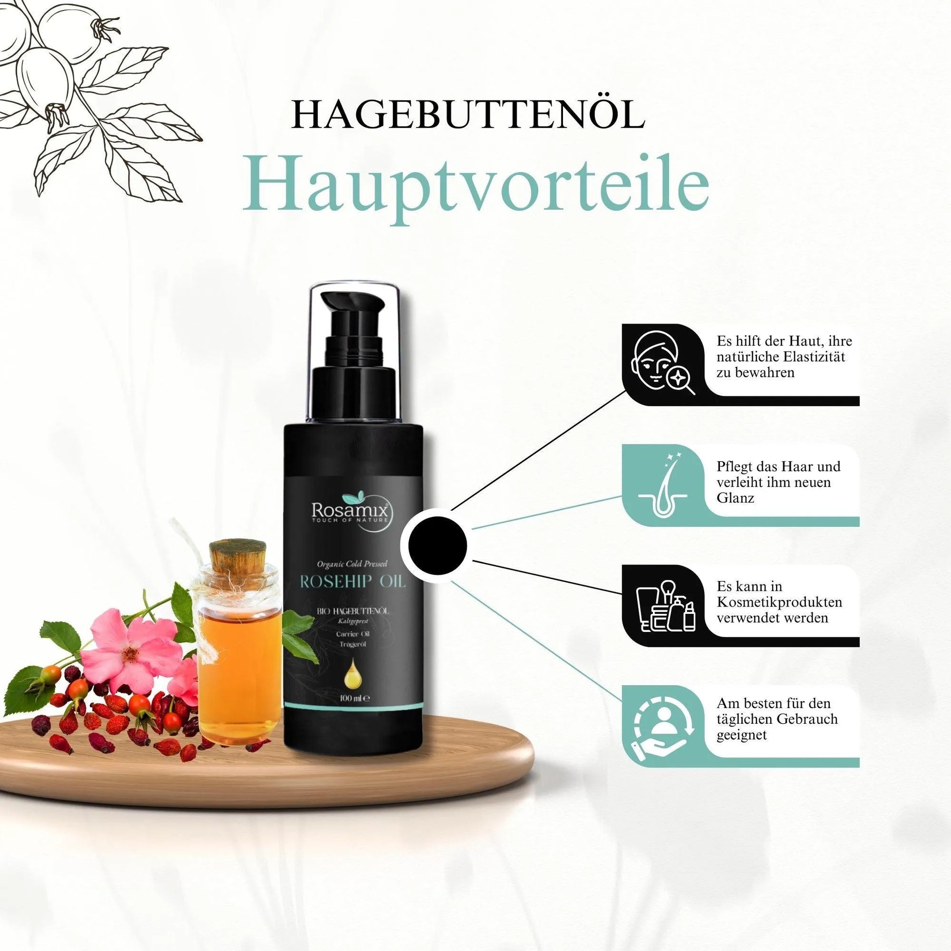 BIO HAGEBUTTENÖL KALTGEPRESST - ROSAMIX DE